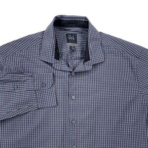 Jos. A. Bank Travel Tech Men's XL Gray Plaid Button Up Long Sleeve Preppy Ivy
